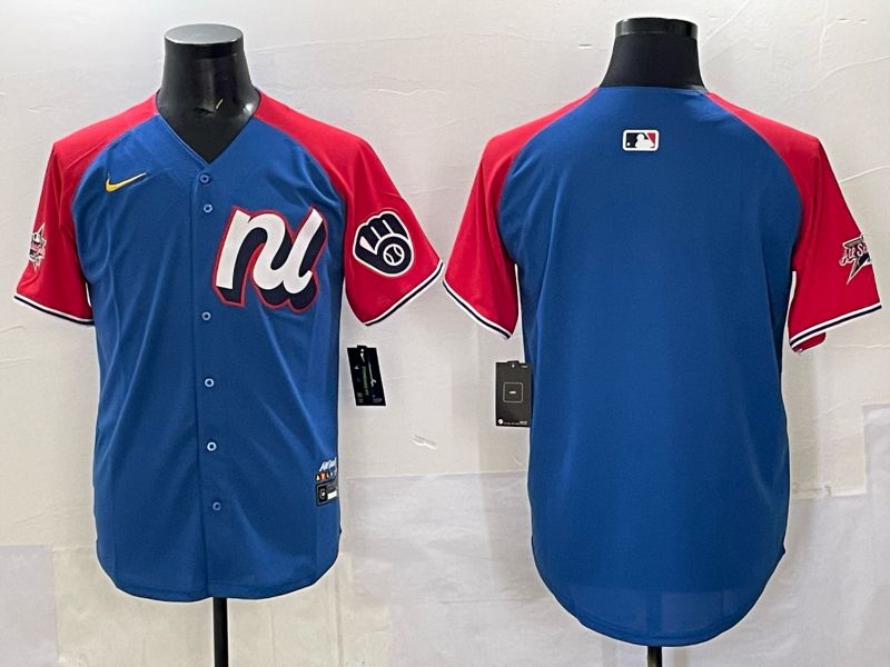 Men Milwaukee Brewers Blank Blue red All star 2025 Nike MLB Jersey style 01->milwaukee brewers->MLB Jersey